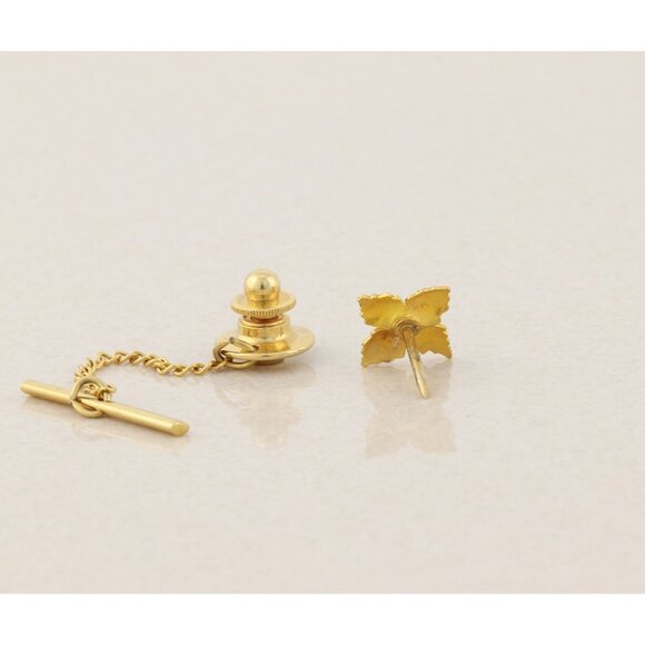 Mens 10k Yellow Gold Rose Gold Leaf Tie Tack Pin Lapel Pin Black Hills Gold 3/8" - Picture 3 of 7